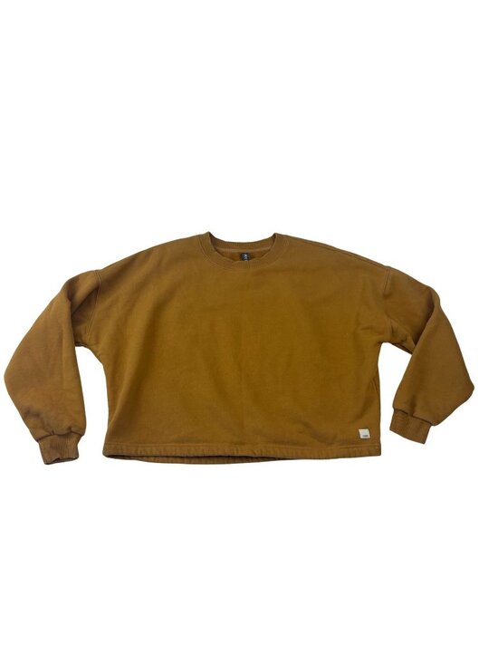 Vuori Sweaters - Vuori M Mustard Camel Crew Oversized Fleece Pullover Sweatshirt Organic Cotton